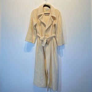 Sears At Home Wear 70s 80s Women's Robe Vintage Fuzzy Belted Beige no Size Tag